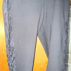 Chic Black Lace Accent Leggings